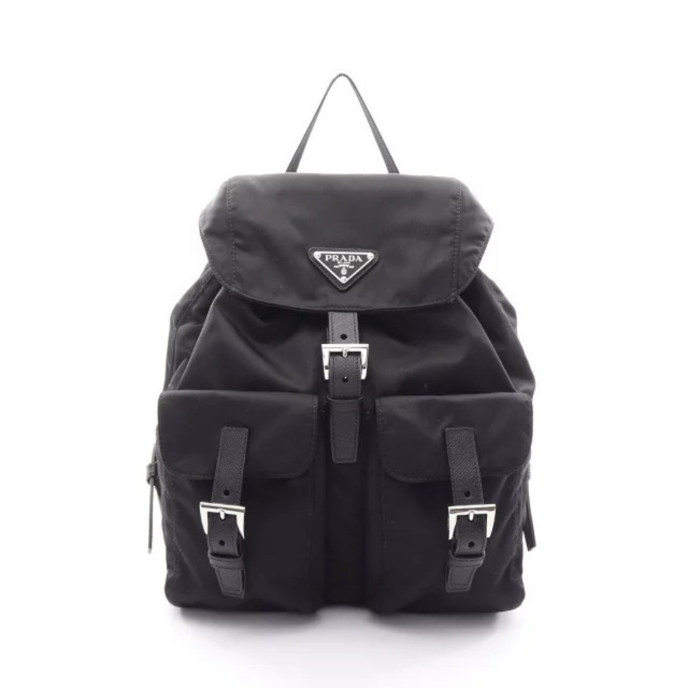 Prada Re Backpack Rucksack Bag Saffiano Leather Black